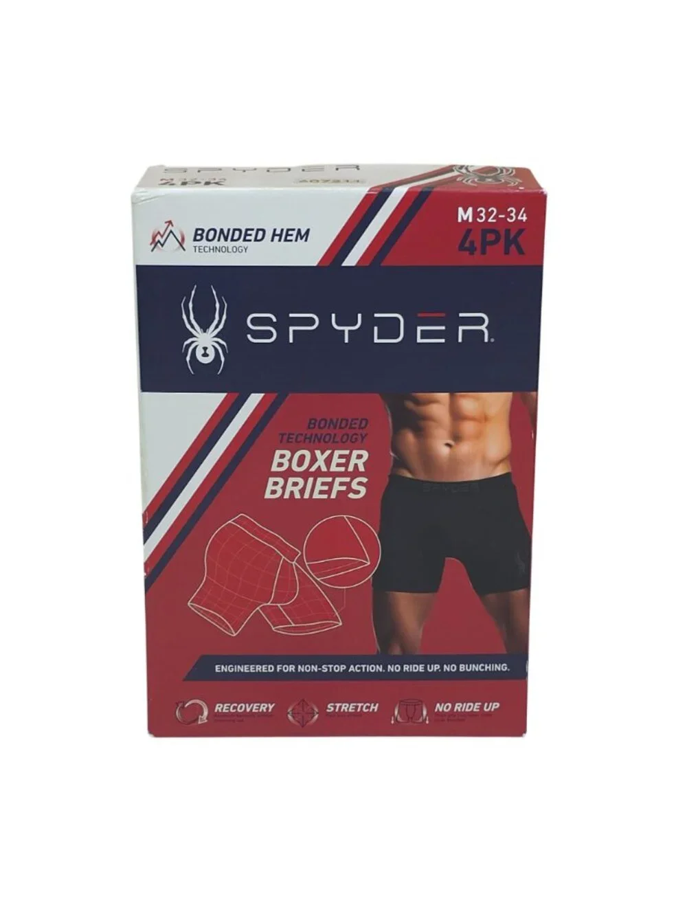Spyder Mens Bonded Technology Boxer Briefs 4-Pack M 32-34 Stretch No Ride Up